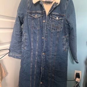 Juicy Couture Denim Sherpa-Lined Button-Front Coat - Blue